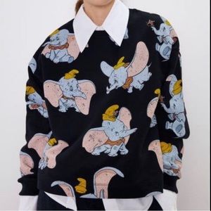 Disney Zara Dumbo Pull over black CrewNeck sweatshirt